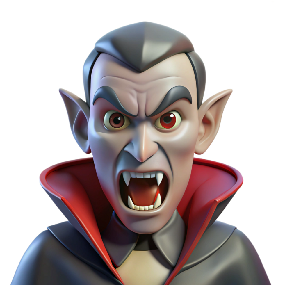 dynamic splendid A menacing vampire, with fangs bared. NO BACKGROUND with Transparent Background. detailed png