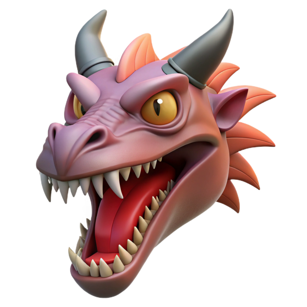 immaculate joyful urban A fearsome dragon head, snarling, NO BACKGROUND with Transparent Background. original png