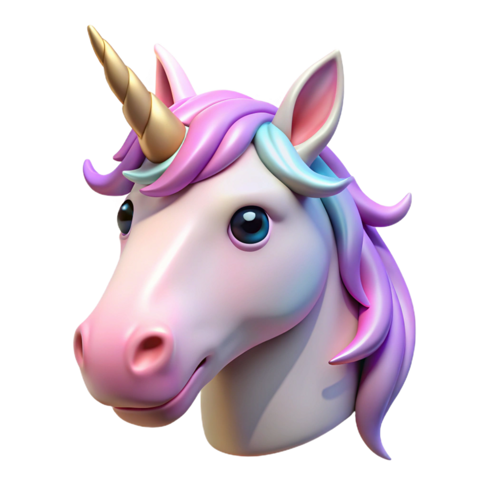 magnificent dreamy tropical A realistic rendering of a unicorn head, NO BACKGROUND with Transparent Background. authentic png