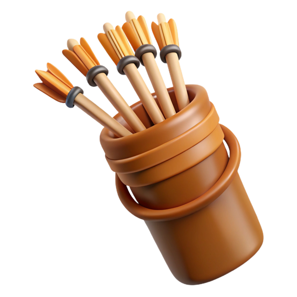 spectacular nostalgic coastal A detailed drawing of a quiver full of arrows, NO BACKGROUND with Transparent Background. original png