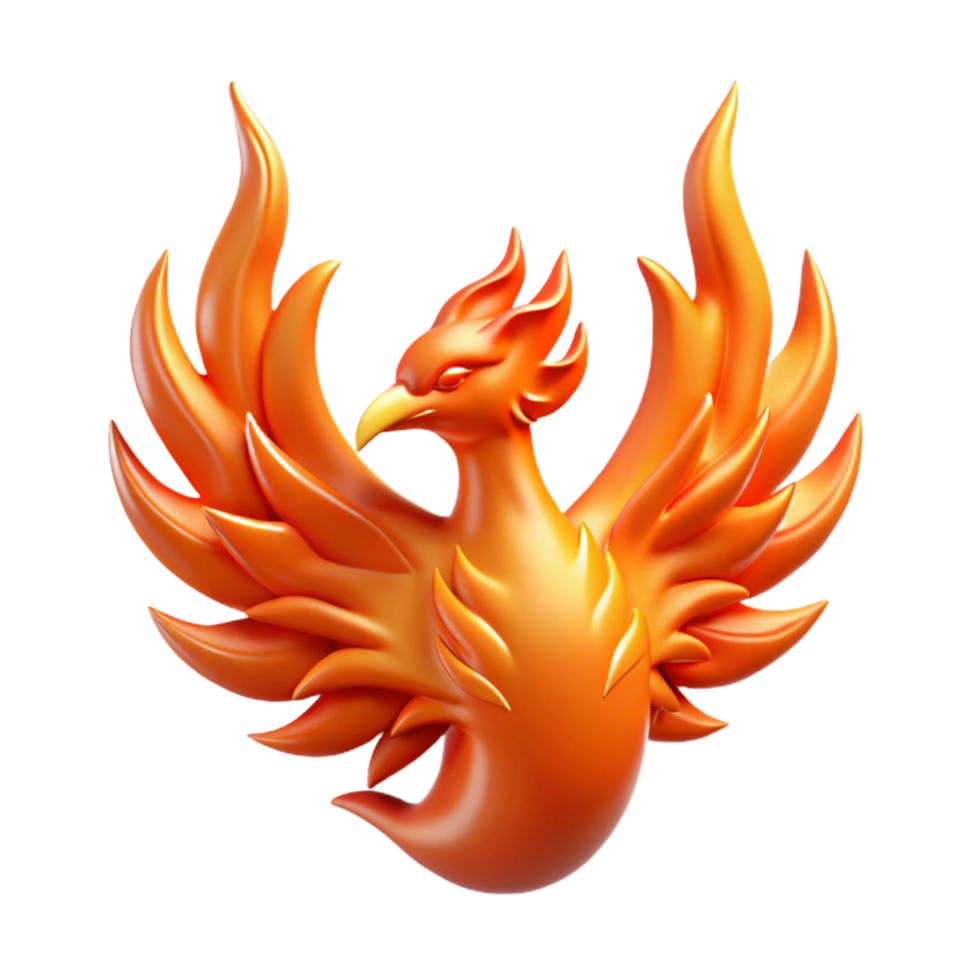 iconic retro A stylized phoenix engulfed in flames, NO BACKGROUND with Transparent Background. luxury png