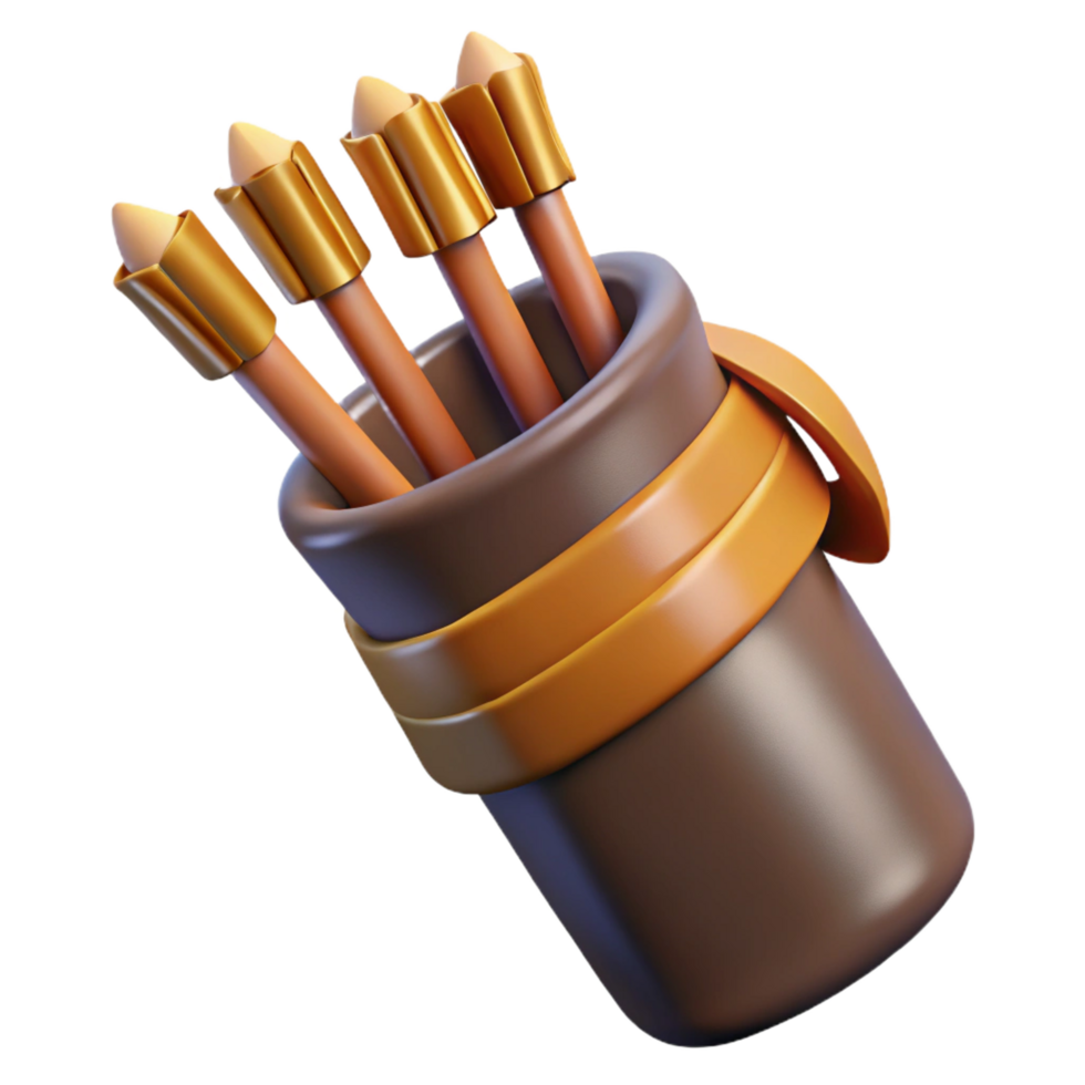 glorious minimalist A detailed drawing of a quiver full of arrows, NO BACKGROUND with Transparent Background. original png