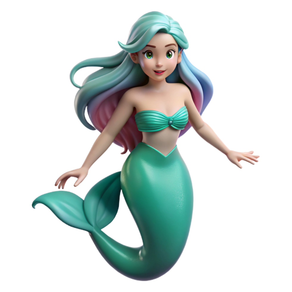 picturesque tranquil rustic A beautiful mermaid with long flowing hair, NO BACKGROUND with Transparent Background. 8K png