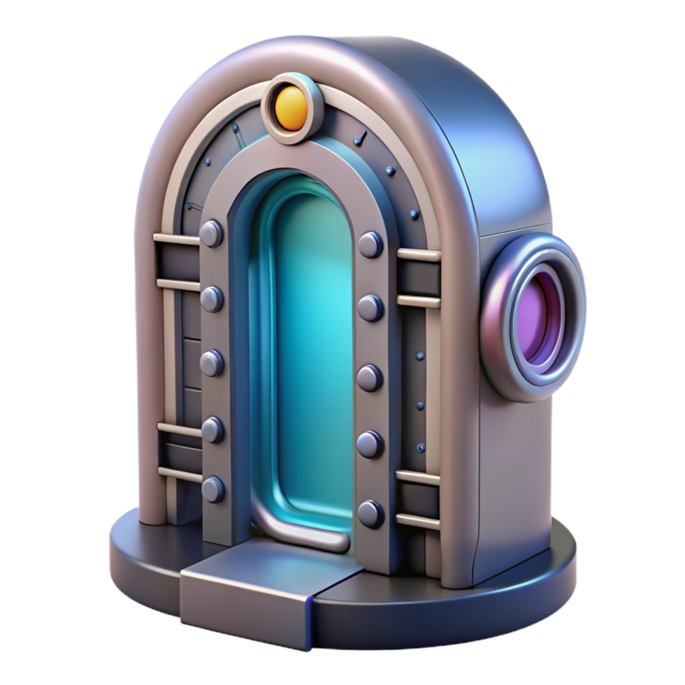 beautiful nostalgic vintage Spaceship door, futuristic design, airtight seal. NO BACKGROUND with Transparent Background. premium png