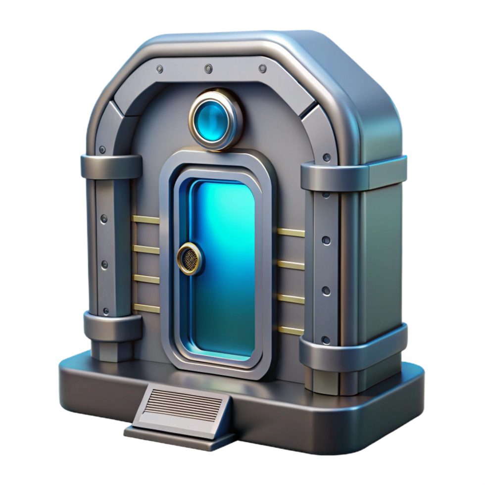 stunning memorable Spaceship door, futuristic design, airtight seal. NO BACKGROUND with Transparent Background. png