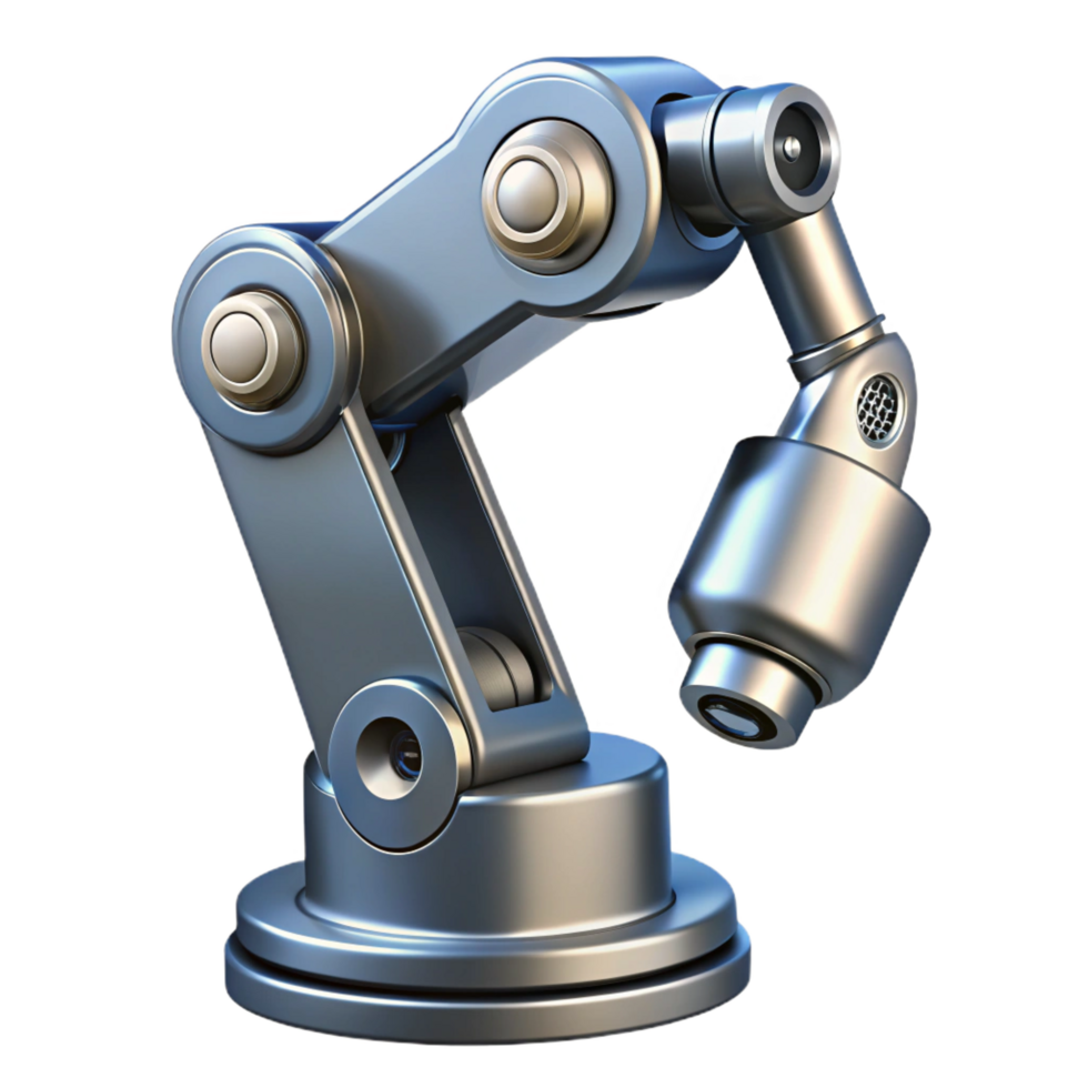 majestic energetic tropical Advanced robotic arm, chrome finish, multiple joints, precise grip. NO BACKGROUND with Transparent Background. precision png