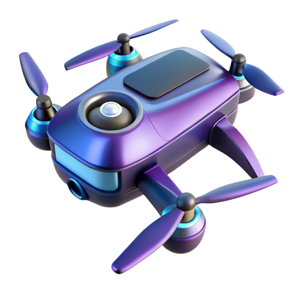passionate hypnotic Futuristic drone, sleek aerodynamic design, advanced sensors, camera. NO BACKGROUND with Transparent Background. expertly shot png