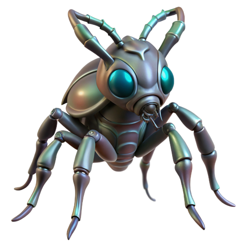 immaculate signature Alien insect, chitinous armor, multiple legs, bioluminescent markings. NO BACKGROUND with Transparent Background. png