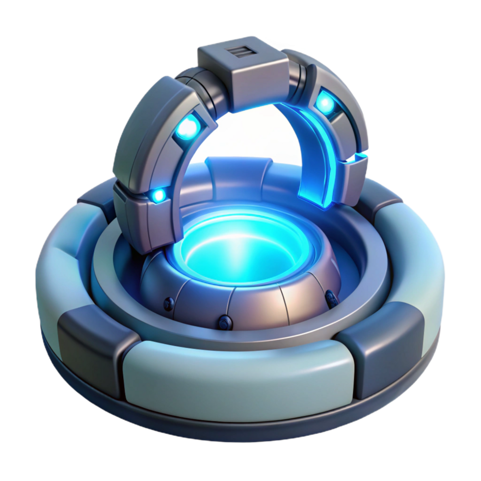 energetic picturesque Teleportation device, glowing portal, futuristic technology, energy effects. NO BACKGROUND with Transparent Background. exclusive png