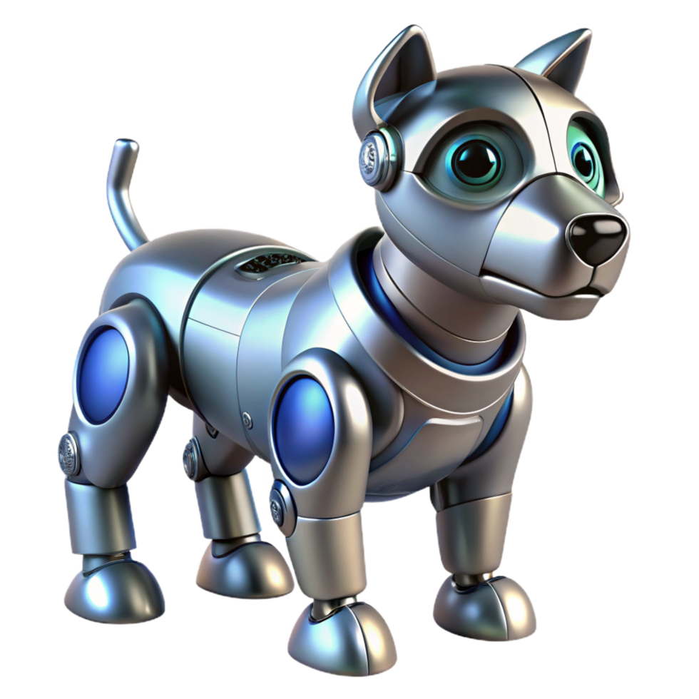 unparalleled futuristic Robot dog, metallic, futuristic design, advanced AI, sensors. NO BACKGROUND with Transparent Background. original png