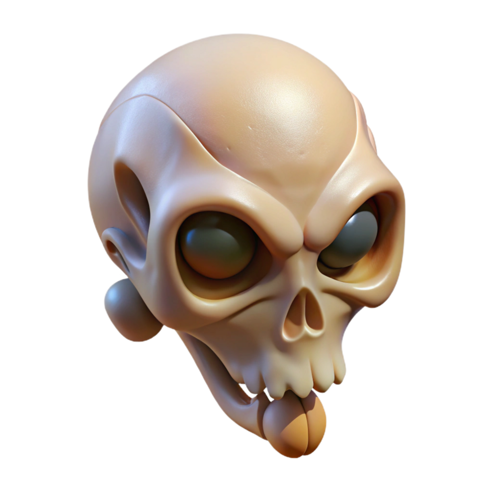 enchanting geometric Alien skull, bone-like structure, strange shape, otherworldly details. NO BACKGROUND with Transparent Background. fine detail png
