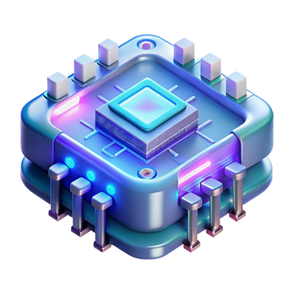dazzling energetic rustic Futuristic data chip, glowing circuits, advanced technology, information storage. NO BACKGROUND with Transparent Background. high quality png