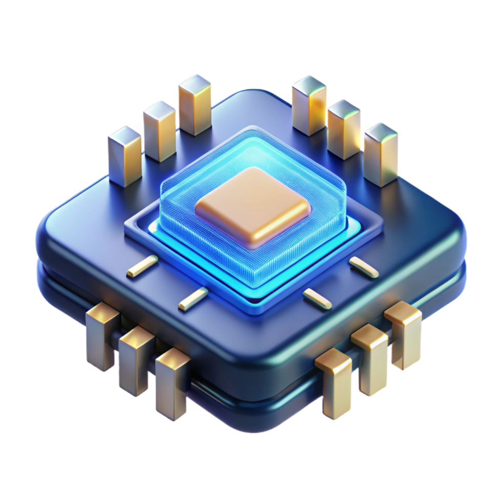 breathtaking urban Futuristic data chip, glowing circuits, advanced technology, information storage. NO BACKGROUND with Transparent Background. perfect clarity png