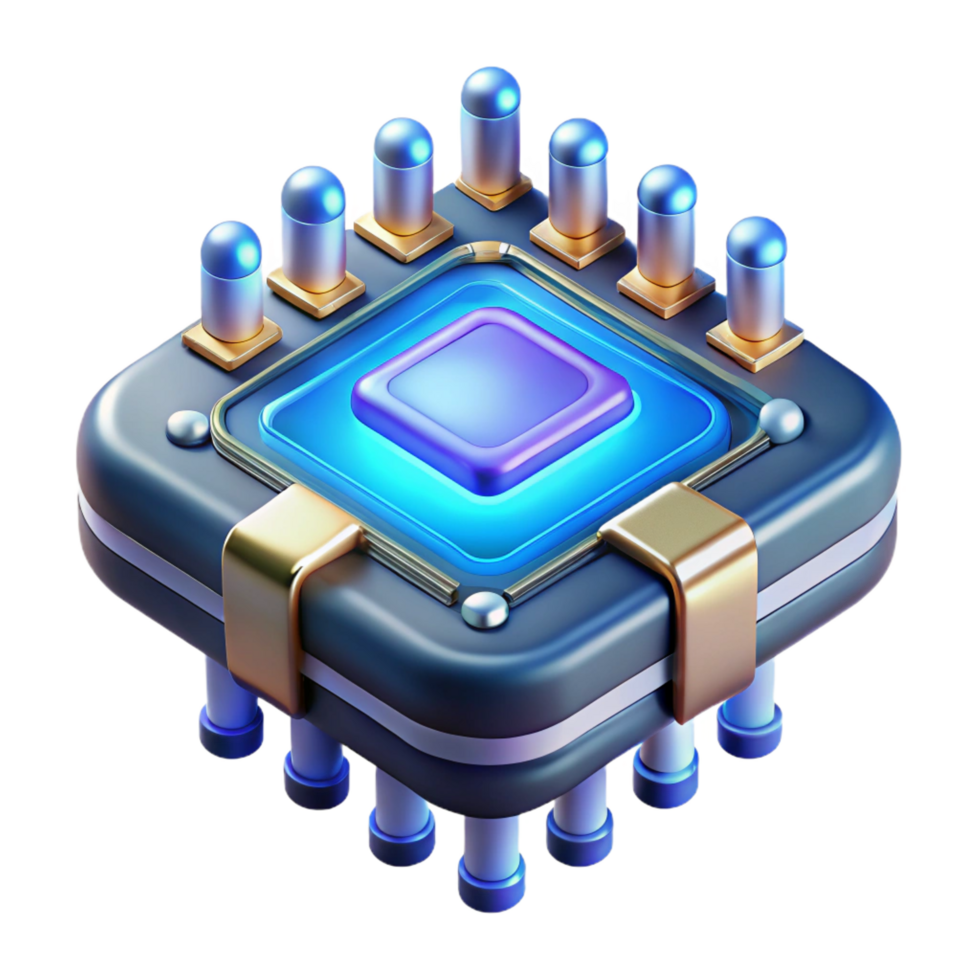 quintessential renaissance Futuristic data chip, glowing circuits, advanced technology, information storage. NO BACKGROUND with Transparent Background. gallery standard png