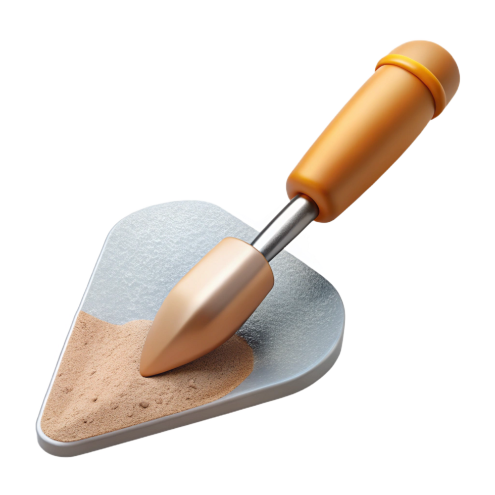 reflective vibrant Trowel with concrete residue NO BACKGROUND with Transparent Background. top-tier png