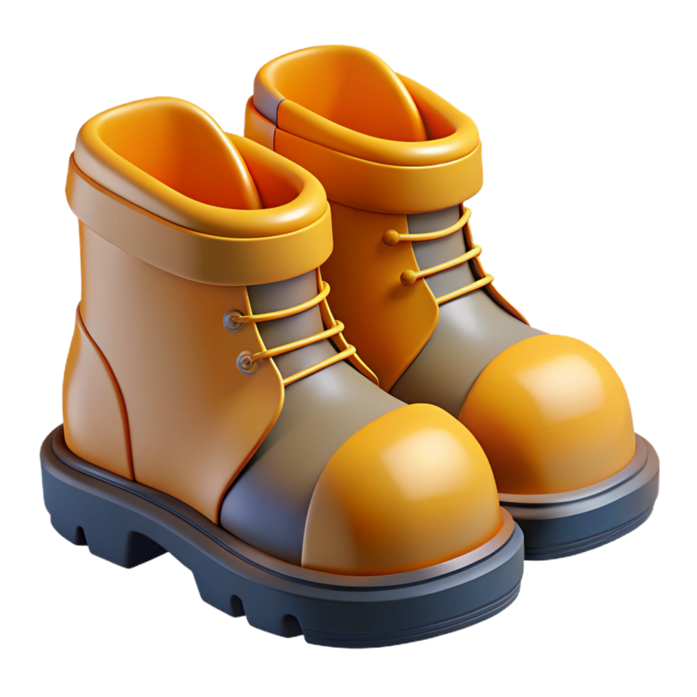 playful captivating Construction worker's boots NO BACKGROUND with Transparent Background. authentic png