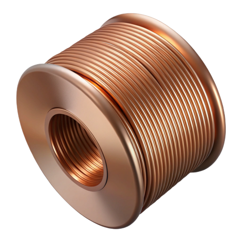 serene art deco Roll of copper wire NO BACKGROUND with Transparent Background. ultra HD png