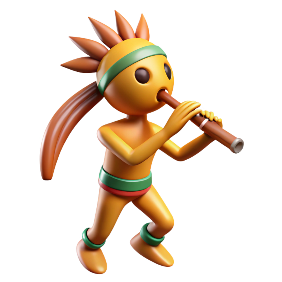 sought-after retro Kokopelli, Native American flute player, fertility symbol, NO BACKGROUND with Transparent Background. premium png