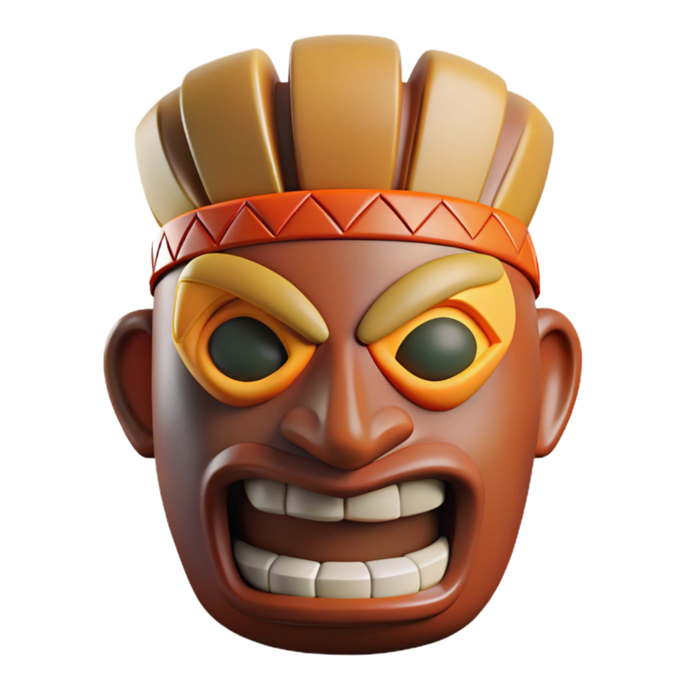 breathtaking distinctive Tiki mask, Polynesian, tribal art, NO BACKGROUND with Transparent Background. png