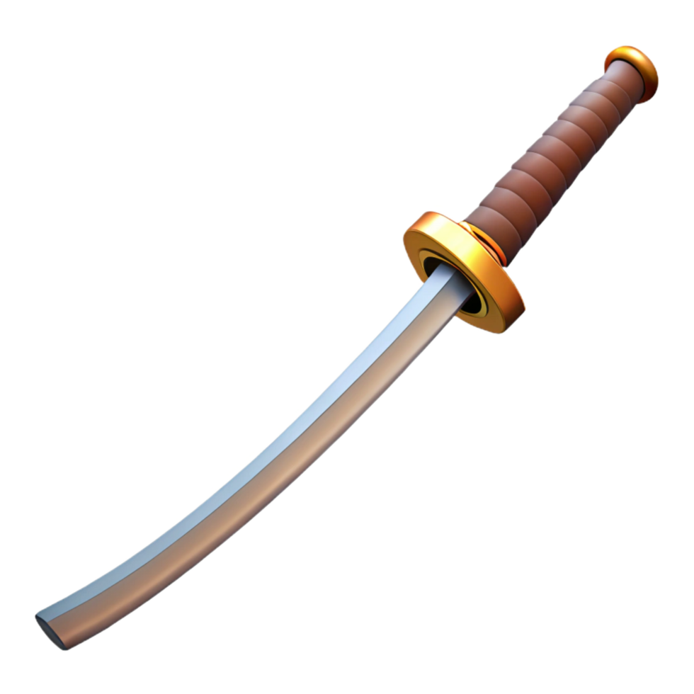 glorious traditional Samurai sword, katana, Japanese, NO BACKGROUND with Transparent Background. artisan png