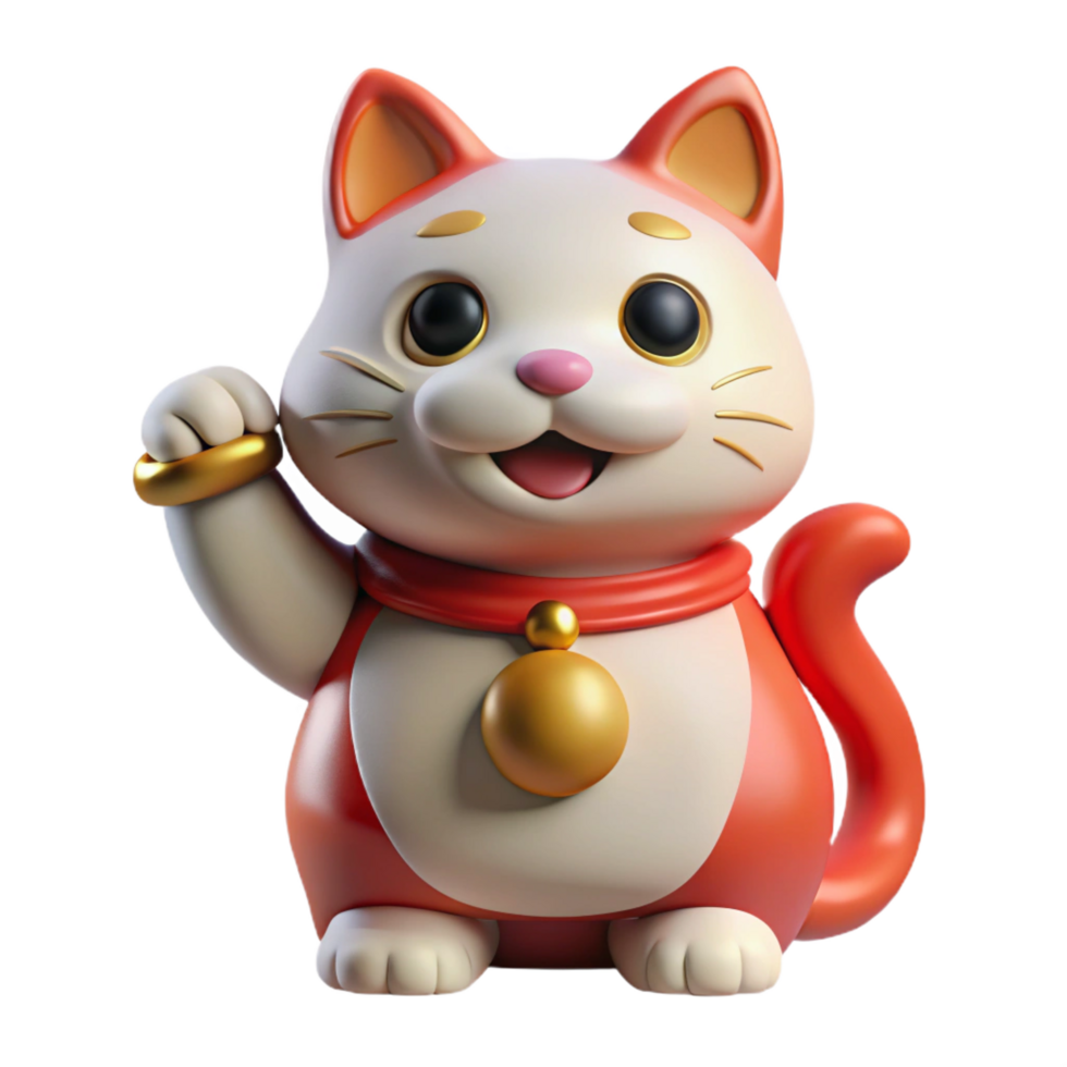 inspired vintage Maneki-neko, Japanese beckoning cat, good luck, NO BACKGROUND with Transparent Background. luxury png