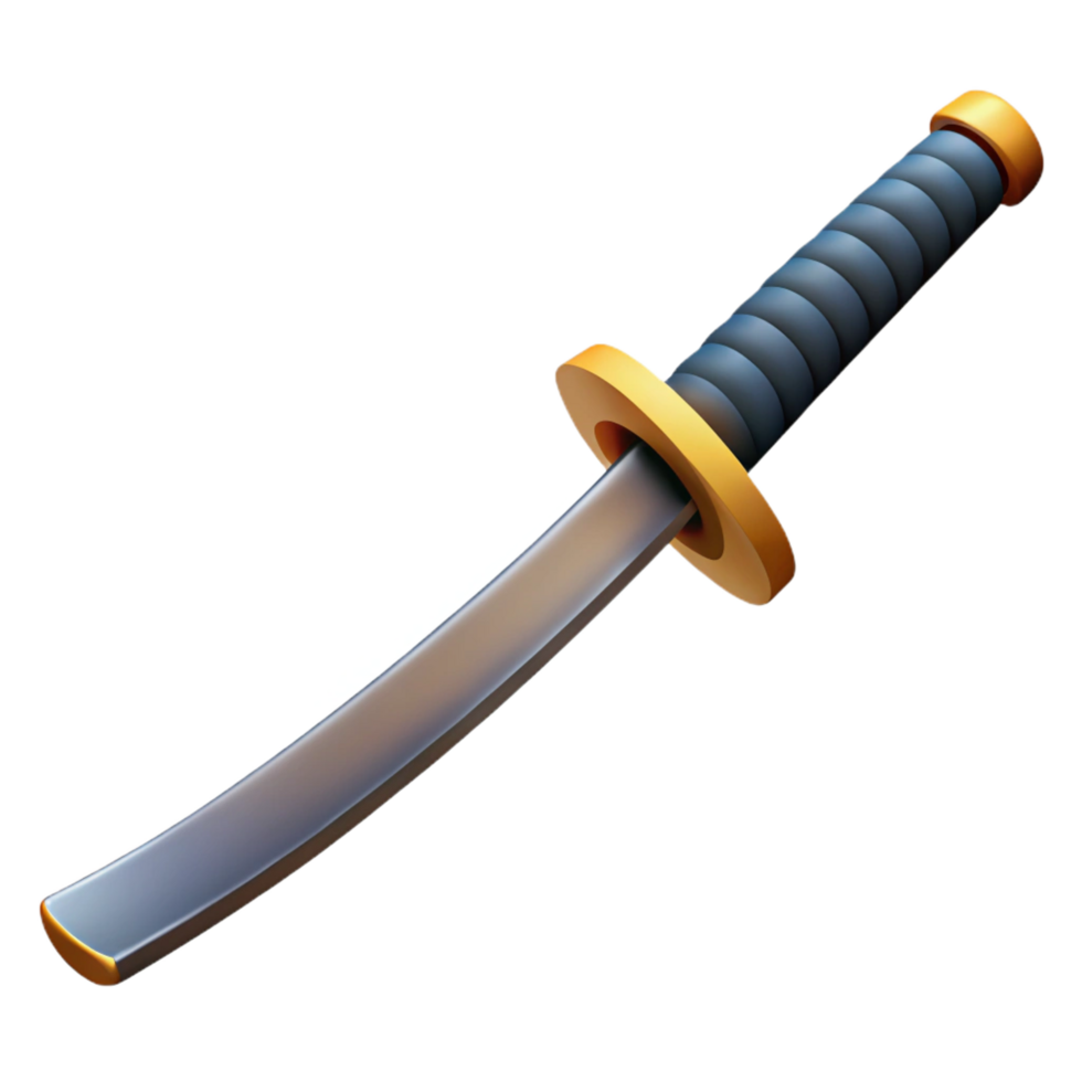 harmonious magnificent Samurai sword, katana, Japanese, NO BACKGROUND with Transparent Background. 8K png