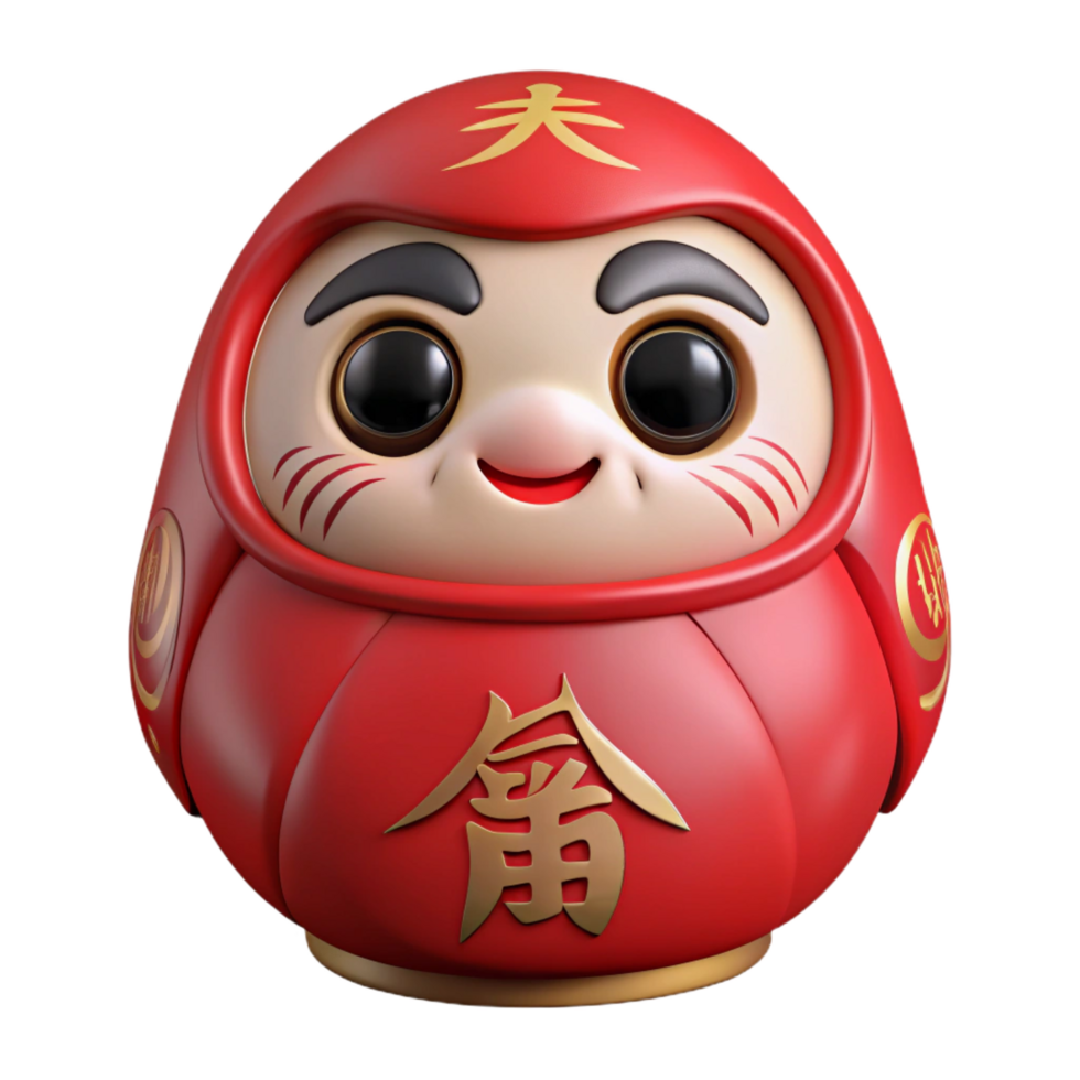 fascinating dramatic renaissance Daruma doll, Japanese, wish-making, NO BACKGROUND with Transparent Background. 8K png