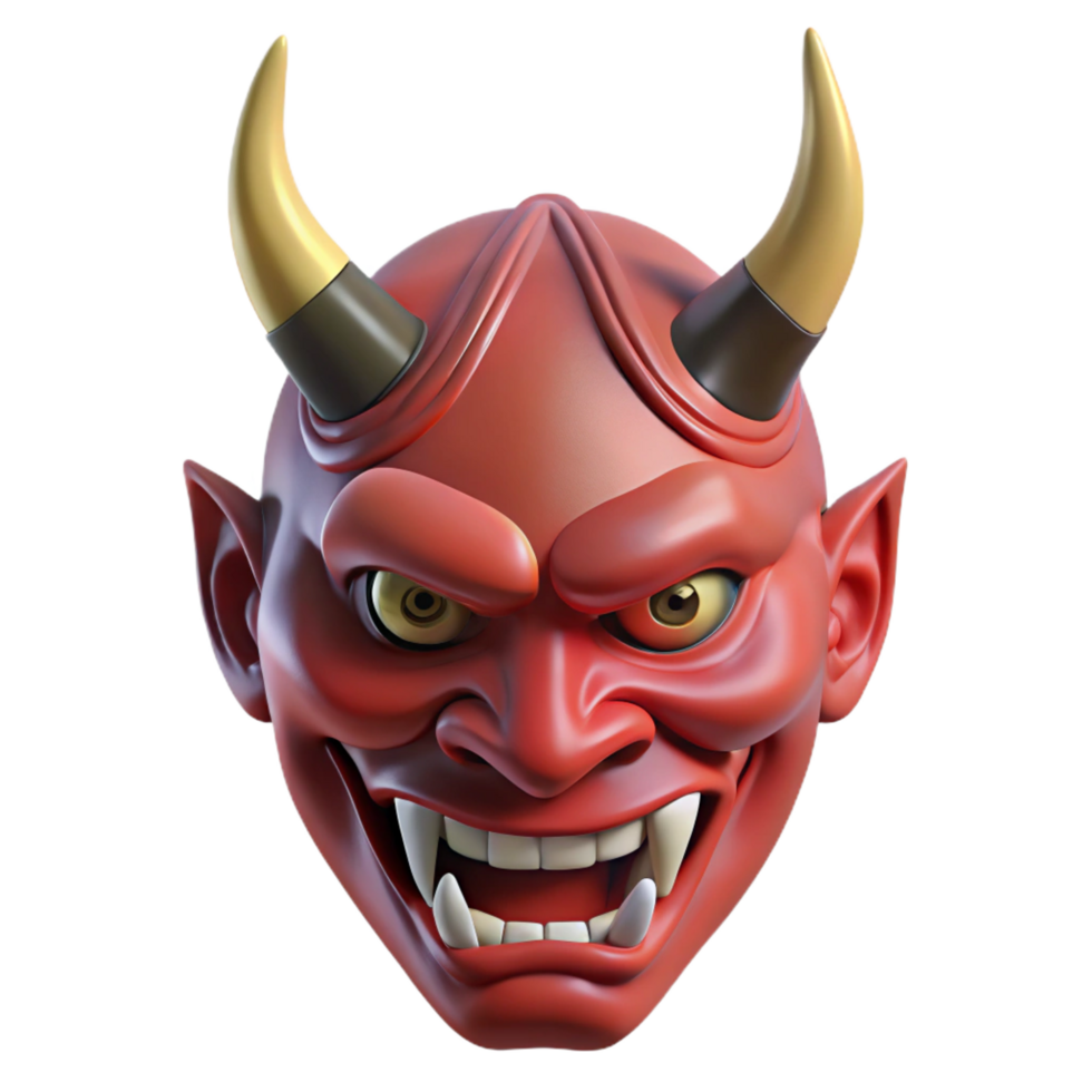 standout gothic Hannya mask, Japanese Noh theatre, demon, NO BACKGROUND with Transparent Background. premium png