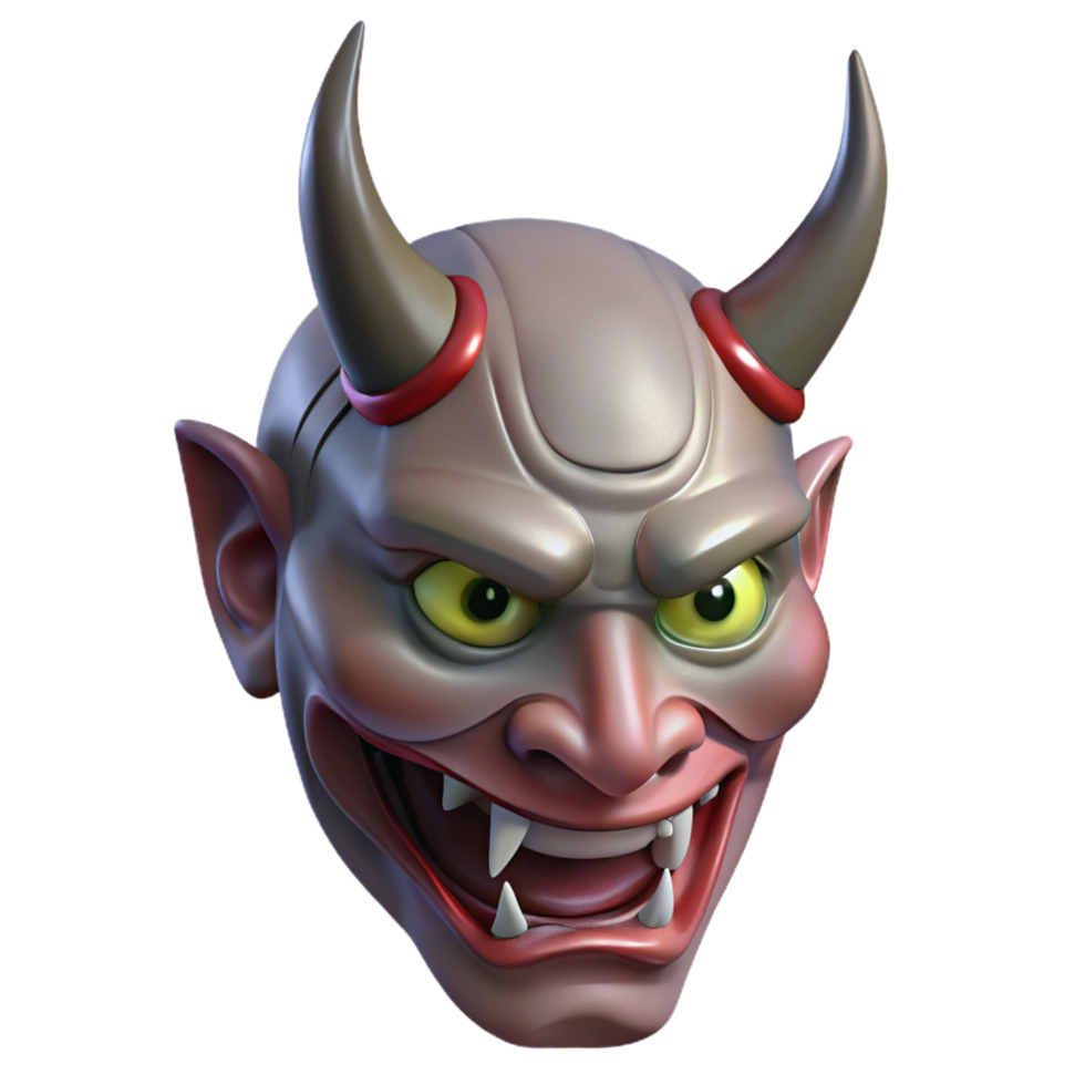 dynamic elegant Hannya mask, Japanese Noh theatre, demon, NO BACKGROUND with Transparent Background. refined png
