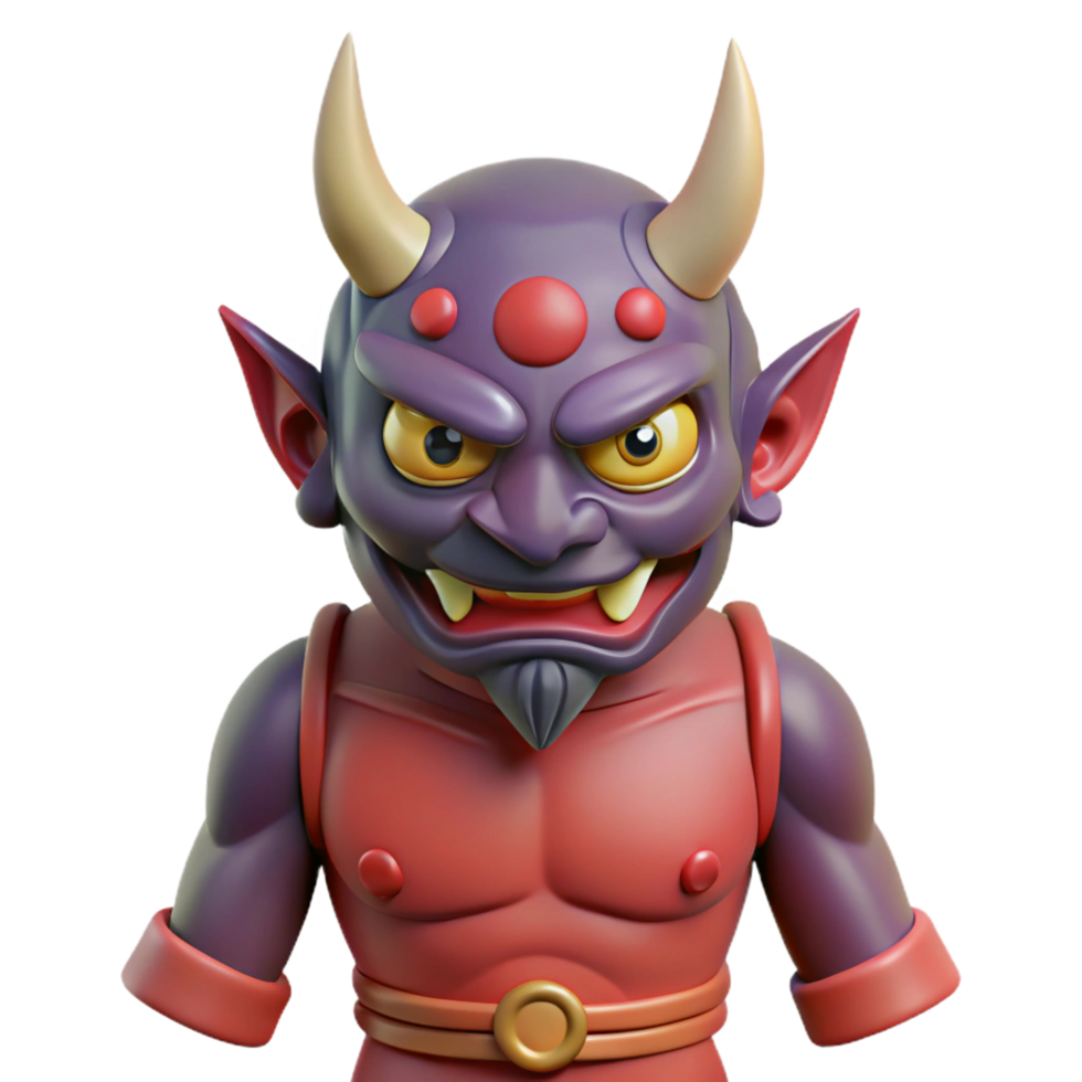 striking artistic Oni, Japanese demon, ogre, NO BACKGROUND with Transparent Background. genuine png