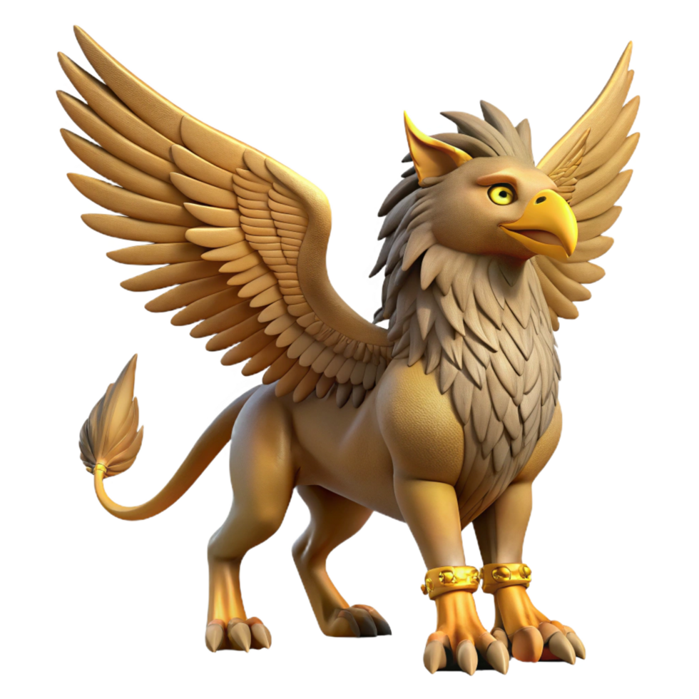 iconic coastal A majestic griffin, wings spread, talons extended. NO BACKGROUND with Transparent Background. luxury png