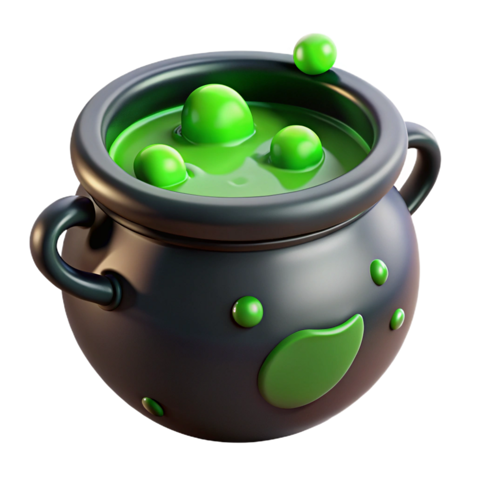 glorious coastal A bubbling cauldron filled with a mysterious green potion. NO BACKGROUND with Transparent Background. flawless png