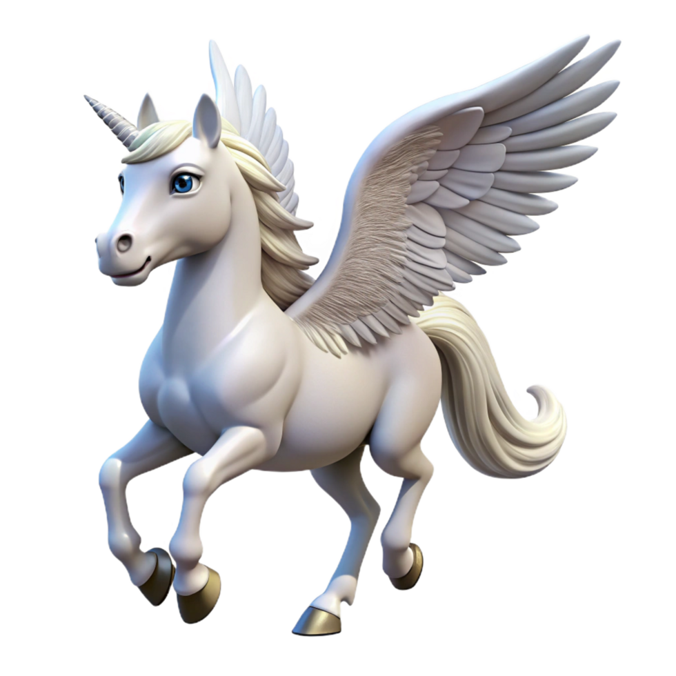 fascinating distinguished A majestic pegasus with pure white wings. NO BACKGROUND with Transparent Background. png