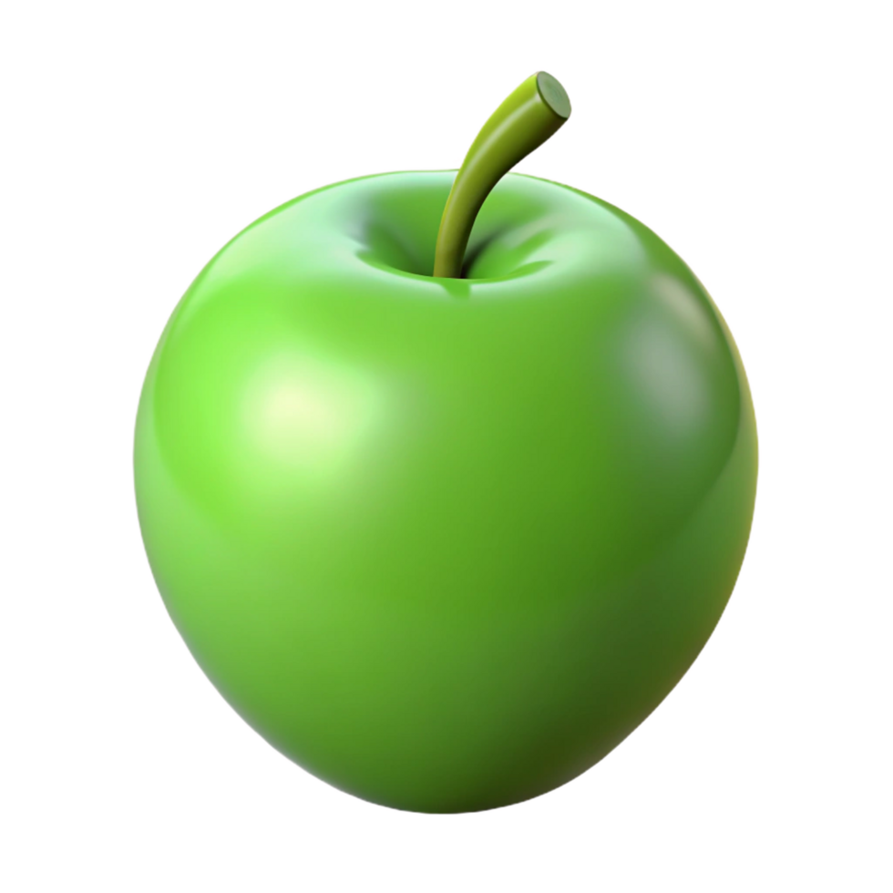 majestic joyful futuristic Ripe green apple with stem NO BACKGROUND with Transparent Background. perfect clarity png