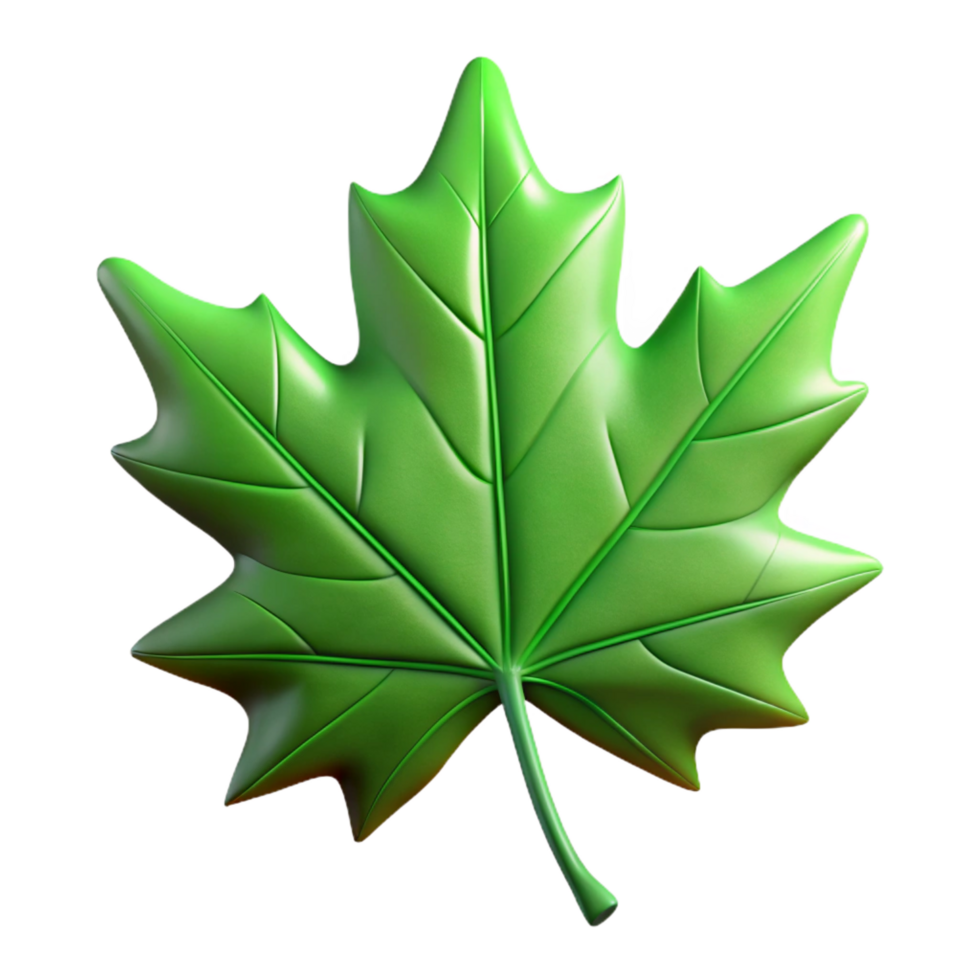 picturesque quintessential Green leaf of a maple tree NO BACKGROUND with Transparent Background. png