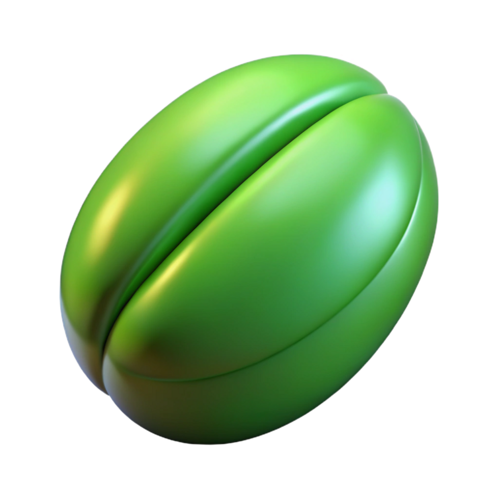 nostalgic spectacular Single green coffee bean NO BACKGROUND with Transparent Background. high resolution png