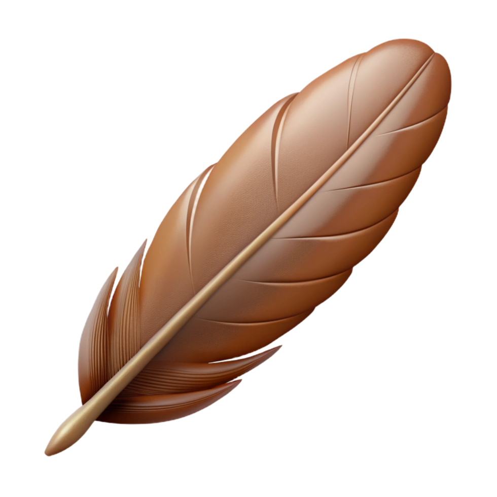 acclaimed elegant Small brown bird feather NO BACKGROUND with Transparent Background. high quality png