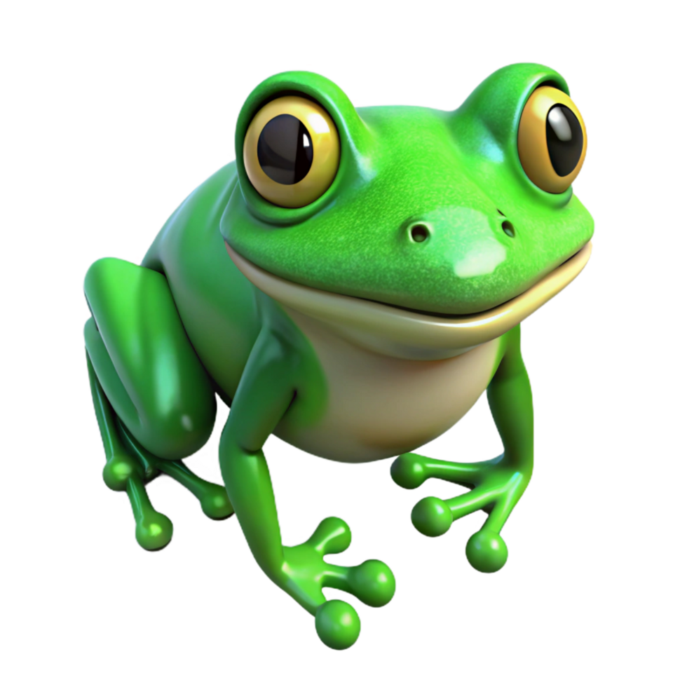 timeless minimalist Green tree frog NO BACKGROUND with Transparent Background. refined png