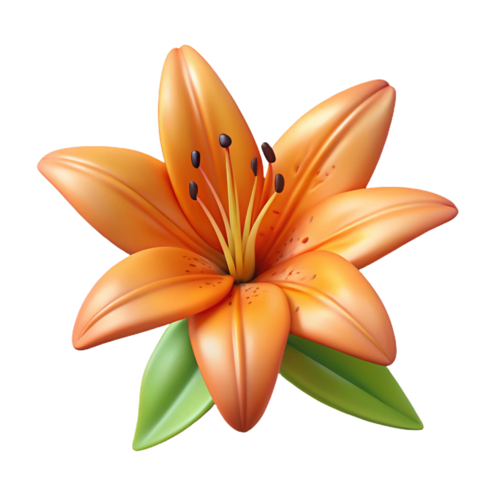 signature organic Tiger lily flower NO BACKGROUND with Transparent Background. high resolution png