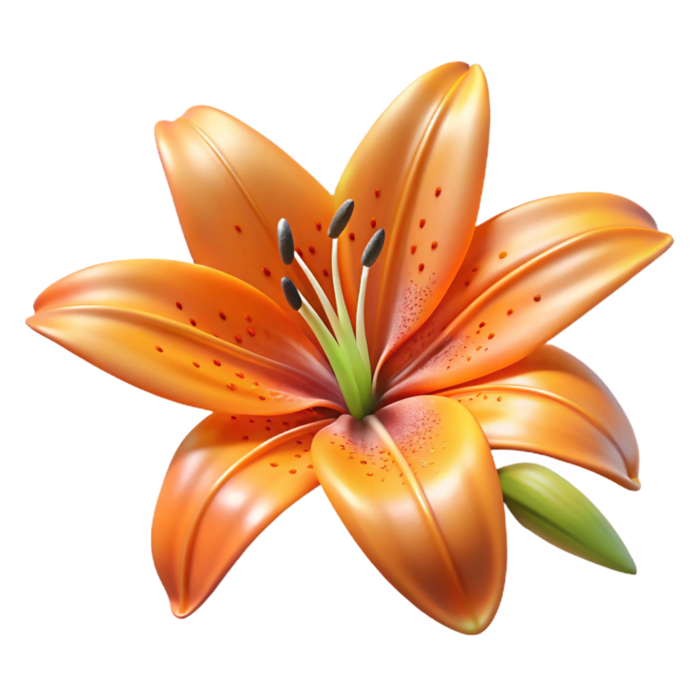 striking playful impressionist Tiger lily flower NO BACKGROUND with Transparent Background. authentic png