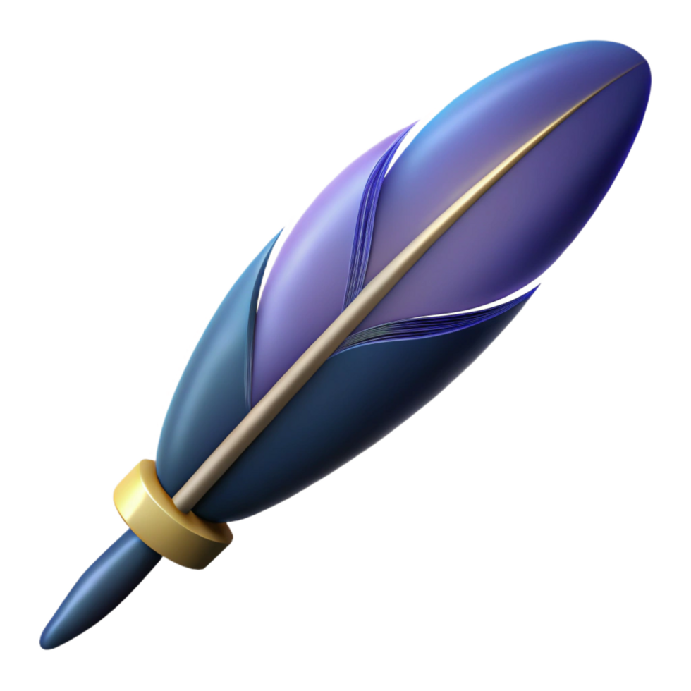 bold striking Feather pen NO BACKGROUND with Transparent Background. fine detail png
