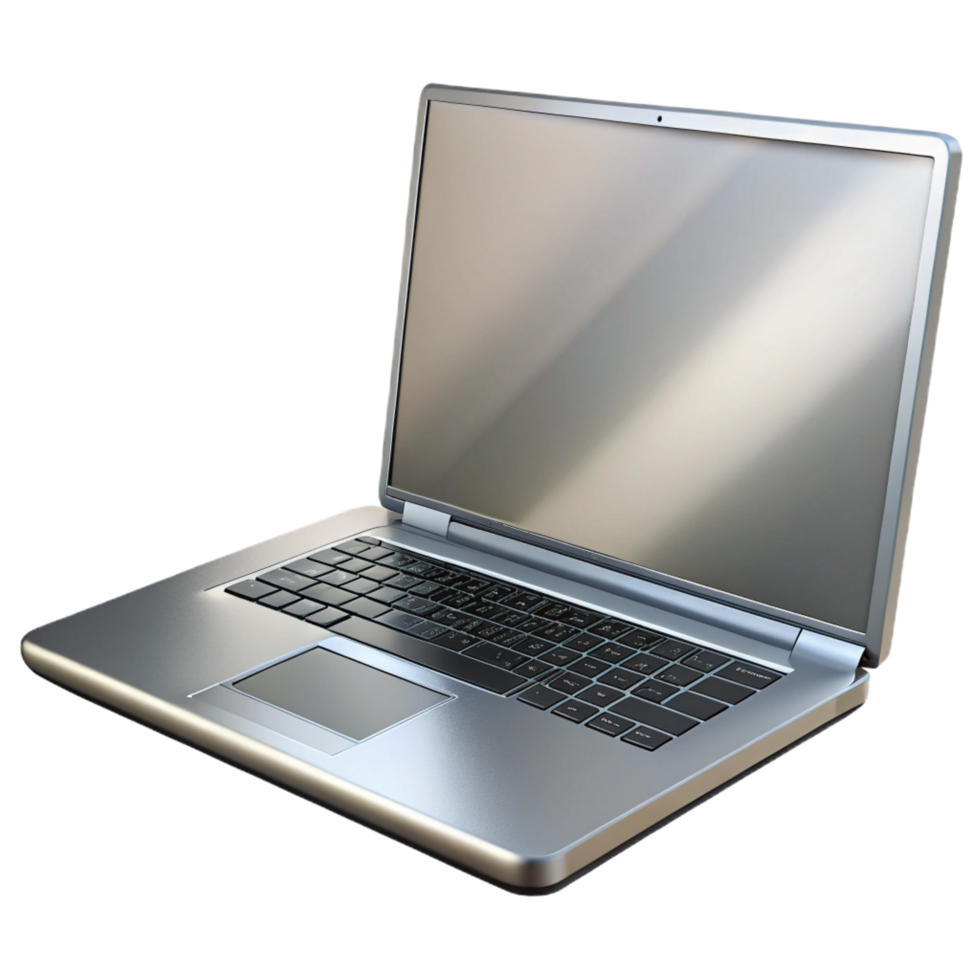 energetic stunning A sleek, silver laptop computer, closed. NO BACKGROUND with Transparent Background. detailed png