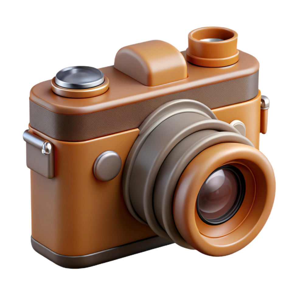 striking coveted A vintage film camera with lens cap on. NO BACKGROUND with Transparent Background. png