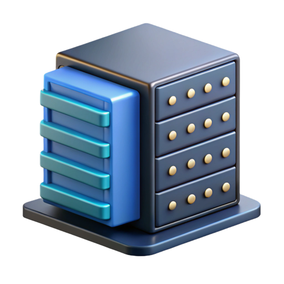 magnificent artistic A server rack, partially populated with servers. NO BACKGROUND with Transparent Background. elite png
