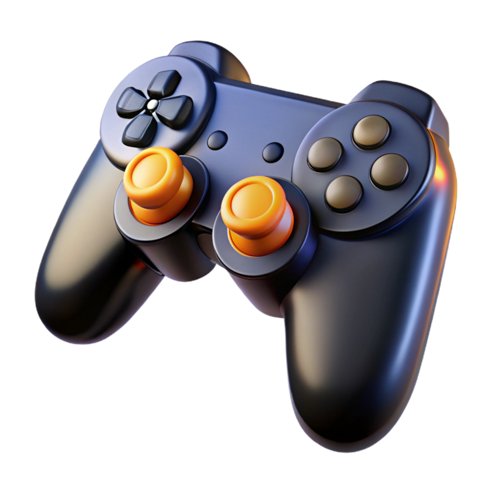 distinguished gothic A game controller, black with buttons and joysticks. NO BACKGROUND with Transparent Background. museum quality png