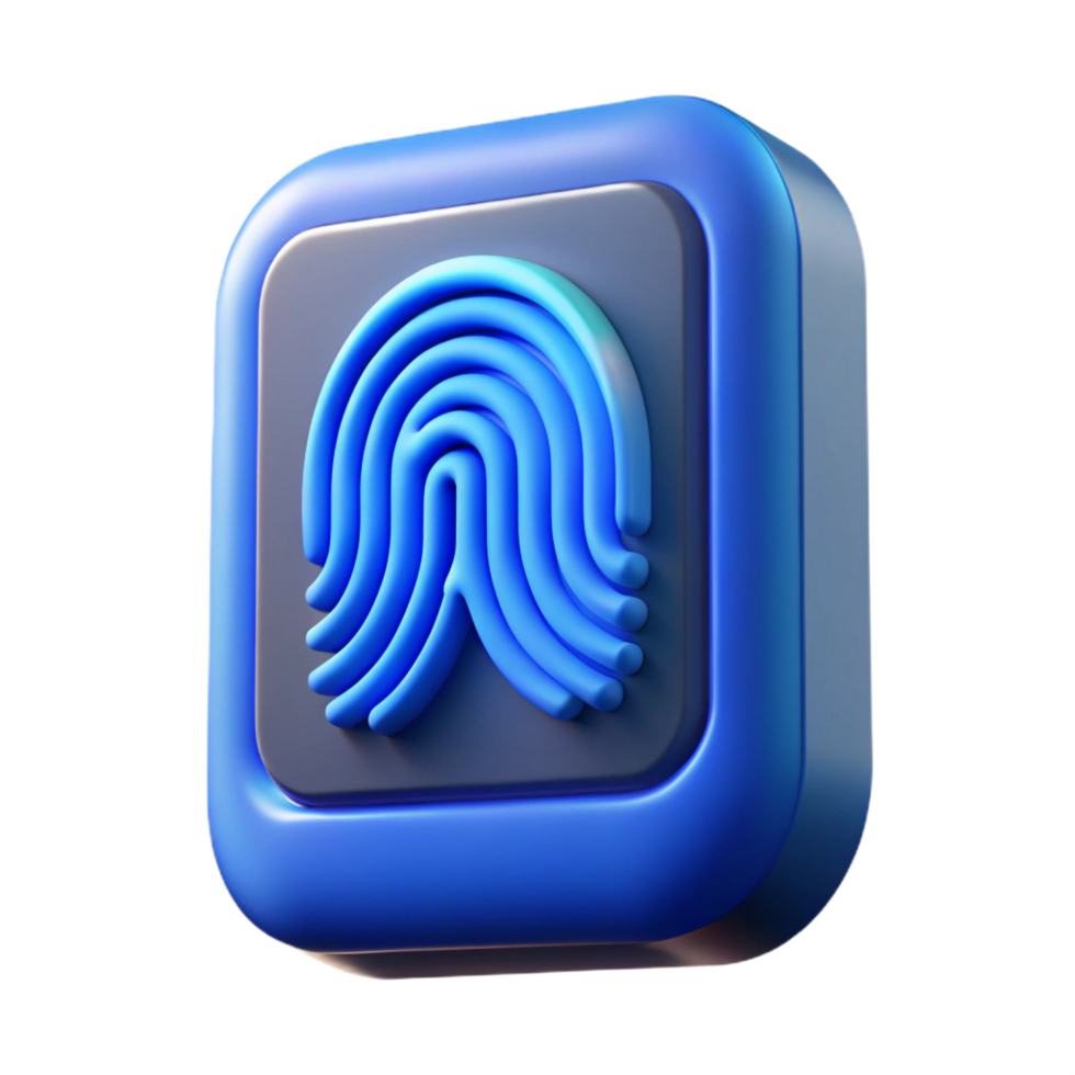 mysterious extraordinary A fingerprint scanner, illuminated blue. NO BACKGROUND with Transparent Background. high resolution png