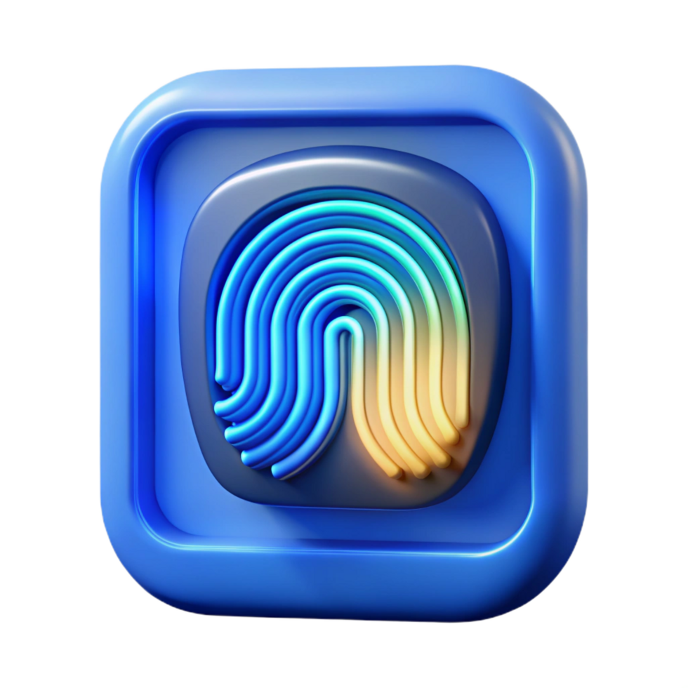 picturesque acclaimed A fingerprint scanner, illuminated blue. NO BACKGROUND with Transparent Background. png