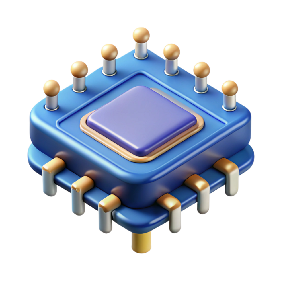 distinguished gothic A CPU, pins visible. NO BACKGROUND with Transparent Background. premium png