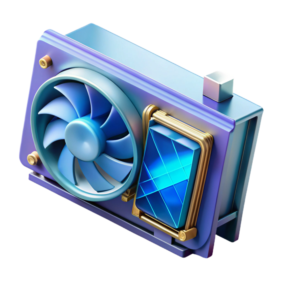 unforgettable baroque A graphics card, with cooling fan. NO BACKGROUND with Transparent Background. crisp png