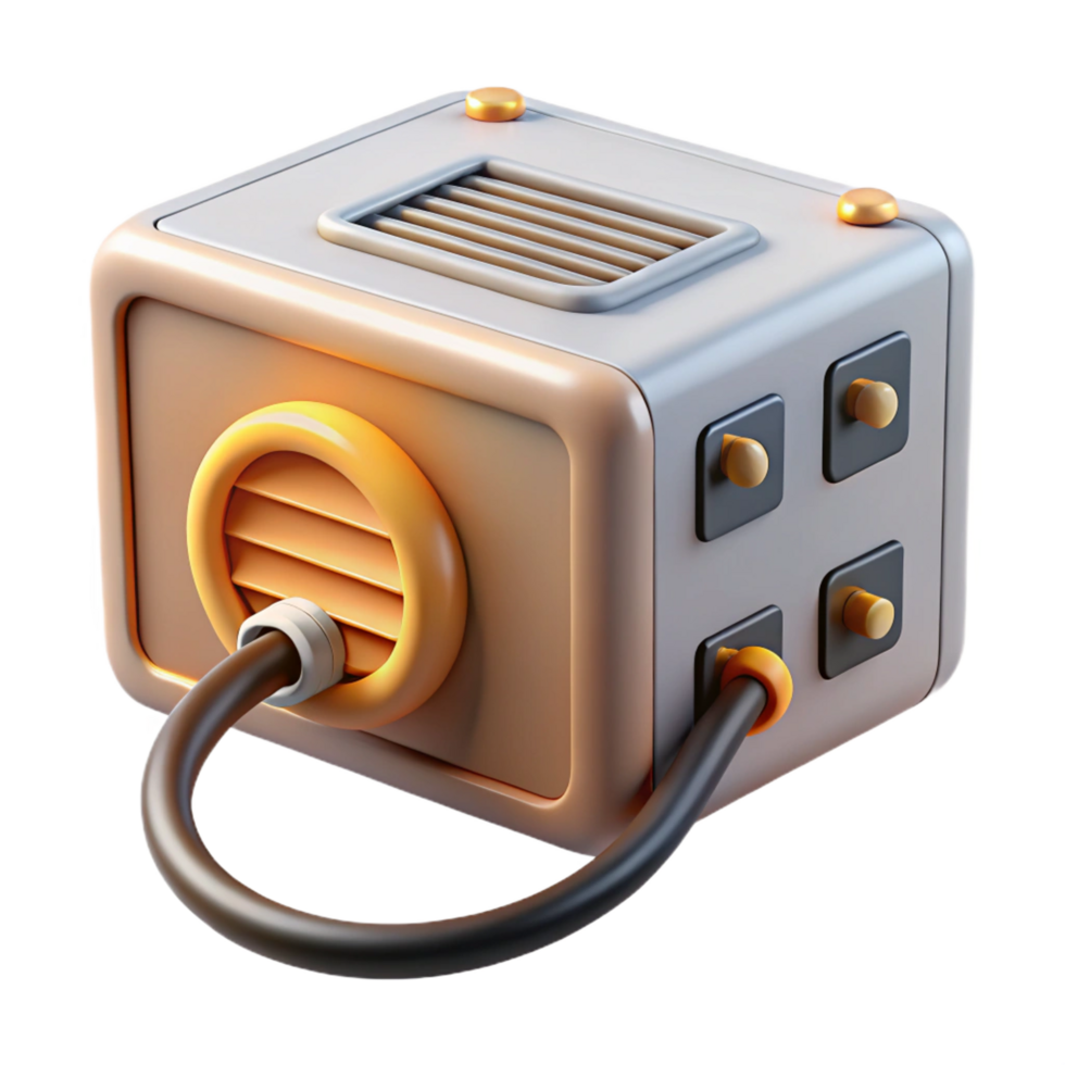 serene surreal A power supply unit, with cables attached. NO BACKGROUND with Transparent Background. studio quality png